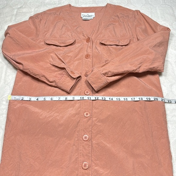 Victoria Soie 100% Silk Muted Pink Midi Shirt Dress Button Front Tunic Sz 10 - Picture 4 of 10
